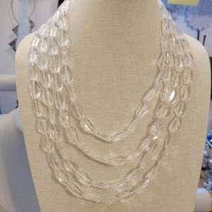 Clear Cut 4-Strand Necklace w/ Goldtone Lobster Clasp